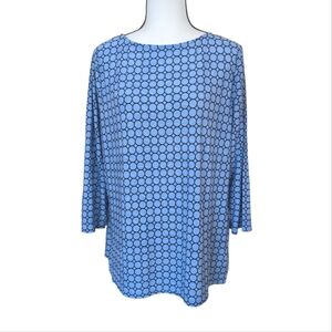 Croft & Barrow Geometric Pattern Tunic Top XL Blue Black